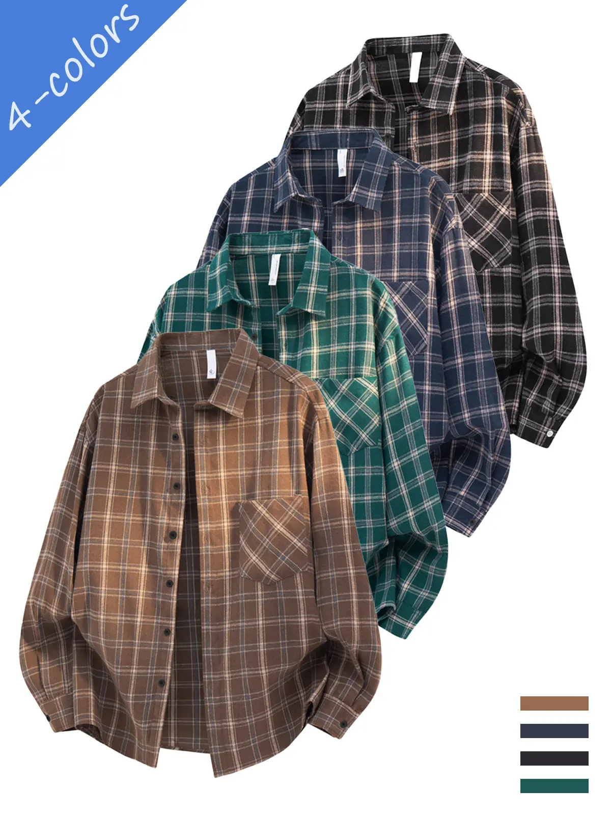 Unisex Plaid Button Down Shirt, Loose Fit Long Sleeve Casual Overshirt, Classic Checkered Streetwear Top for Outdoor, Travel, Weekend & Daily Wear