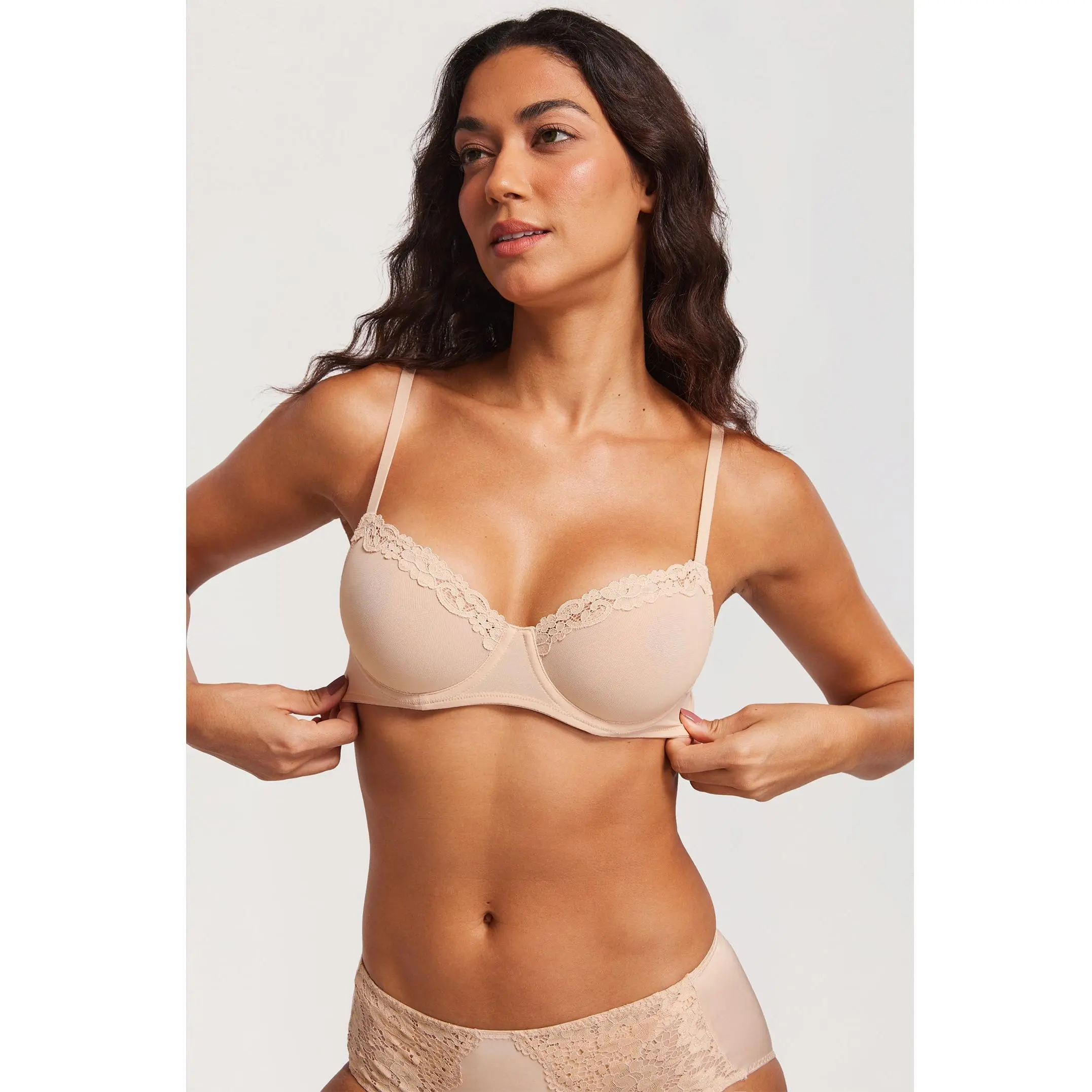 Women's Sheer Mesh Underwire Balconette Bra Sexy Unlined Demi Bra Floral Lace Trim Women's Sheer Mesh Underwire Balconette Bra Sexy Unlined Demi Bra Floral Lace Trim