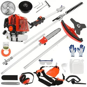 52cc 5-in-1 Gasoline Multi-Tool: Lawn Mower, Pole Saw, Hedge Trimmer, and Soil Tiller—Compact 5-in-1 Home-Use System, Suitable for Lawns (37.2 lbs)