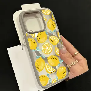 Stylish Lemon Pattern Phone Case with Wireless Charging, -Drop Light Beige Feel Magnetic Cover - Compatible with iPhone 17/16/15/14/13/12/11 & Samsung Galaxy A56/A55/A54/A36/A35/A26/A25/A16/A15/A06/S25 Ultra/S24 FE/S23 Plus/S22, trendy protective