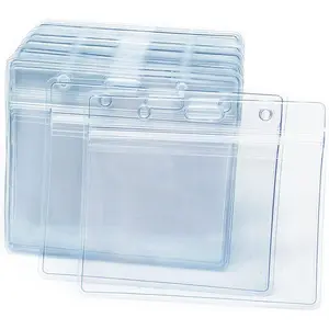 100 count Clear Plastic Horizontal Name Badge ID Card Holders