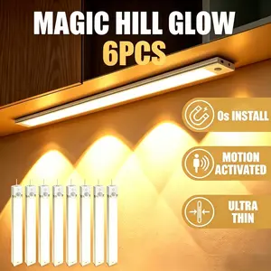 6PCS Rechargeable Under Cabinet Lights, Magnetic Stick-On Motion Sensor Lamp, Dimmable with 3 Color Temperatures, Wireless LED Lighting for Kitchen, Wardrobe and Counter tiktokshopspringglowup
