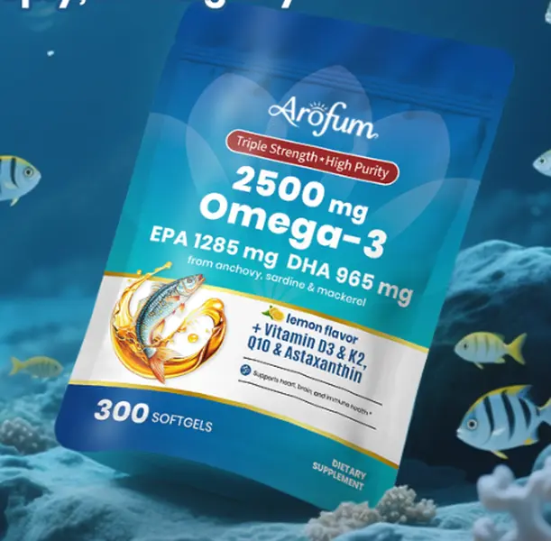 Omega 3 Fish Oil Softgels with Vitamin D3 K2 High EPA DHA rTG Formula CoQ10 Astaxanthin 300 Burpless Lemon Flavored Softgels Gluten Free Non GMO Essential Fatty Acids Dietary Supplement for Heart Brain Health Support