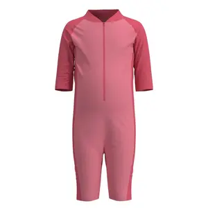 Kid's Neck-to-Knee Swimsuit | Flamingo Pink Colorblock