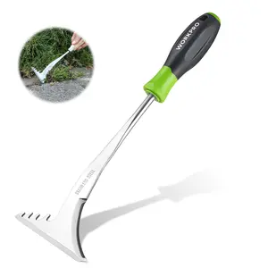 #Summervibes WORKPRO Crack Weeder, 12.5" Stainless Steel Crevice Weeding Tool with Soft Handle, L-Shaped Side-Walk Weed Removal Scraper, for Garden Lawn Yard Patio Terrace Paving Garden Hand Tool