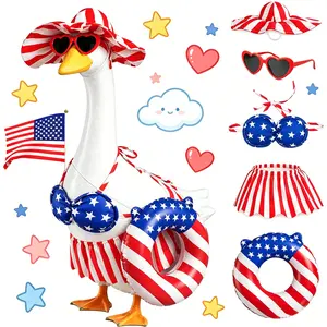 6pcs Summer 4Th of July Porch Goose Outfit for 23 Inch Goose Statue Funny Patriotic Bikini Style Outdoor Yard Decor