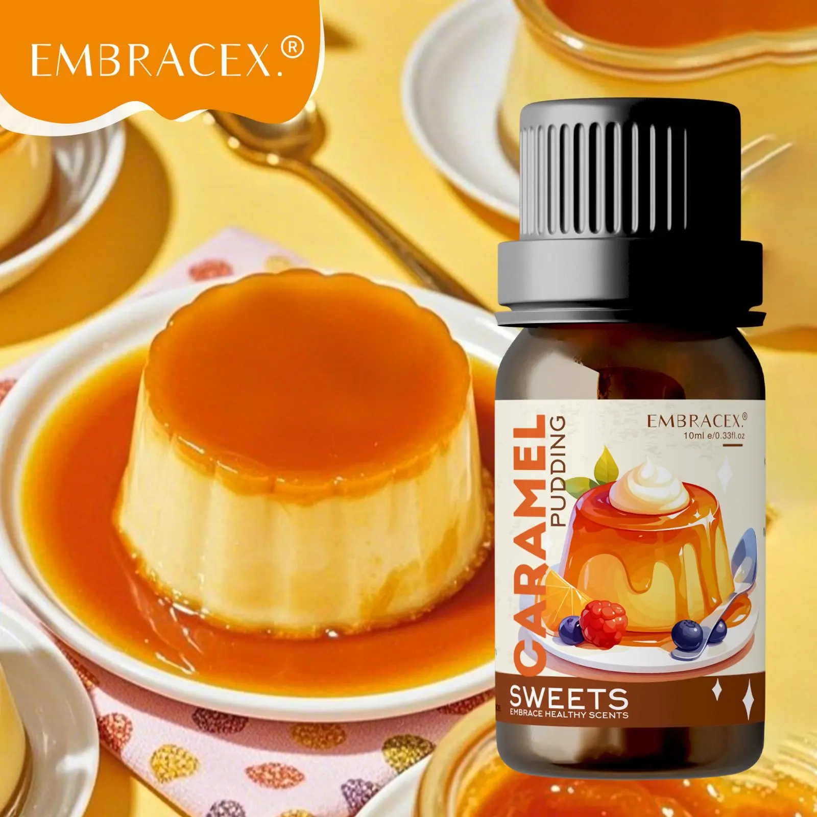 Caramel Pudding Essential Oil, 10ML Food Flavor Essential Oil, Air Freshener, Home Fragrance for Diffuser, Humidifier, DIY Handmade Soap, Candle, Perfume, Scented Oil, Home Fragrance Oils, Essential Oils for Diffusers for Home, Aroma