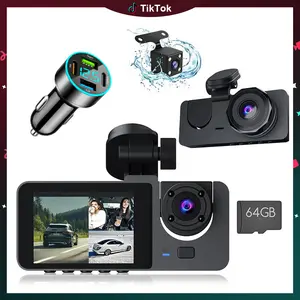 【QPJ】HD  Driving Recorder，Super Night Vision, Loop Recording and 64GB Memory Card, Car Charger for Free Automotive Dvr Convenient Cop Dashcam