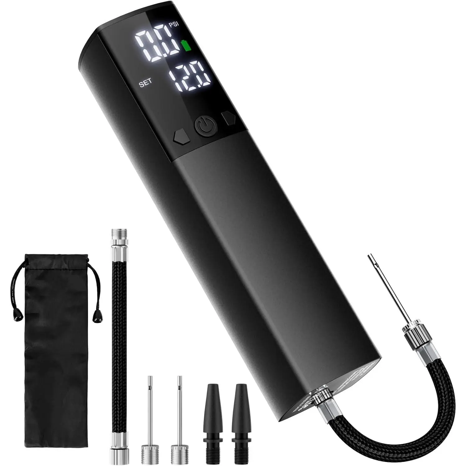 Electric Ball Pump,Smart Air Pump Portable Fast Ball Inflation Accurate Pressure Gauge and Digital LCD Display for Basketball Football Soccer Volleyball (2 Pin and 1 Spout) new