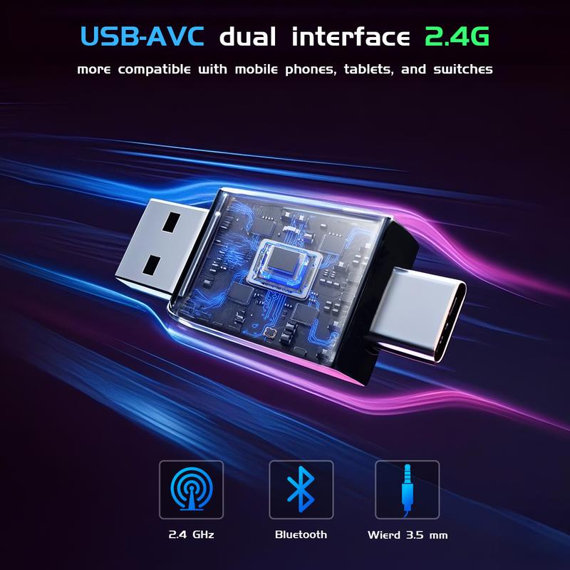 [New Upgrade] TAGRY TRONICX K12 Wireless Gaming Headset - 40mm Drivers - Memory Foam Cushion - Version  5.3-USB-A/C Dual Interface 2.4G - Wired 3.5mm Audio Jack - For PC, Mac, PS4, PS5,Switch, Smart Phone, Laptop, Smart Watch, Tablet