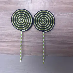 Navy Blue, Lime Green, Cream Foam Lollipops (2)