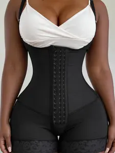 1 Count Women High Compression Fit Smooth Body Shaperwear, Fajas, 4-Hooks Closure Colombian Shapewear, Butt Lifting And Tummy Control Jumpsuit, Thigh Slimming Lingerie, Body Shaper Romper, Waist Trainer, Classic Daily Wear, Training