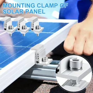 4 Piece Solar Panel Mounting Bracket Set, Adjustable End Clamp Supports, Aluminum Brackets for Photovoltaic Installation Systems