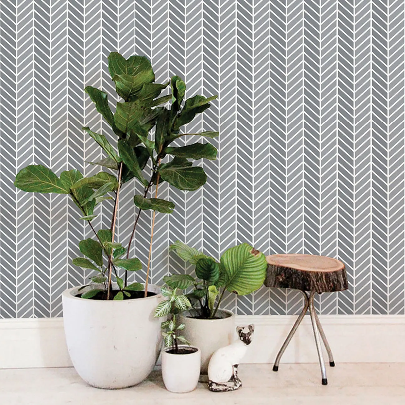 Herringbone Two Tone Wallpaper - Peel and Stick