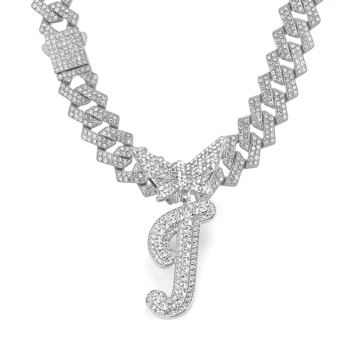 Silver letter necklace J