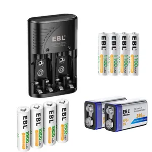 EBL 802 Smart Charger With AA AAA 9V Batteries Kit EBL 802 Smart Charger With AA AAA 9V Batteries Kit