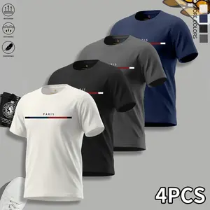 Men’s Casual Short-Sleeve T-Shirt 4-Pack – Crew Neck, Regular Fit, Breathable for Summer, Suitable for Everyday Wear