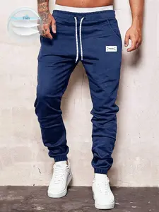 Letter Patched Drawstring Waist Sweatpants