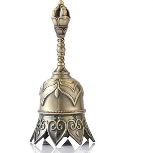 Super Loud Brass Hand Call Bell for Ringing at Wedding, Lotus Hand Bells for Seniors Bedside, Teacher Classroom Bell Dinner Bell Tibetan Bells Meditation Bell,  for Bedridden Mom(Bronze)