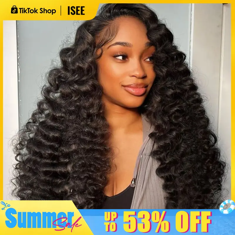 ISEE HAIR Human Hair Half Wig Loose Curly Glueless Drawstring Wig, Invisible Hairline, Seamless Blend, Flip Over Design, Minimal Leave-Out, Beginner Friendly, Quick Install, Natural Looking, Summer Hairstyles#SummerWins #DealsForYouDays
