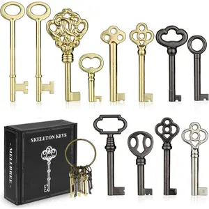 12-Key Universal Hollow Barrel Skeleton Keys Kit for Antique Dresser, Chinese Cabinet, Antique Furniture, Old Style Cabinets and Doors with Limited Compatibility