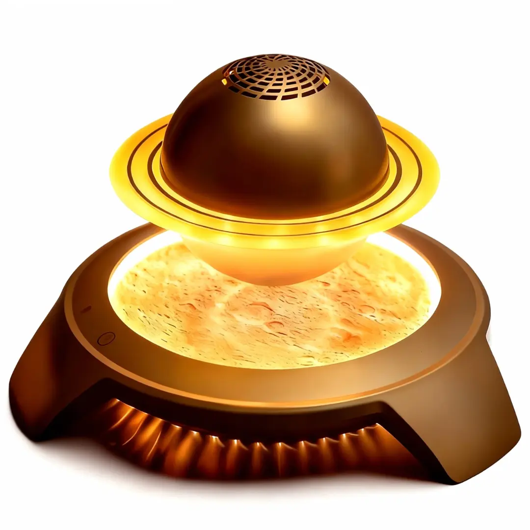 MAGECMOON Magnetic Levitation Saturn Speaker with Rotating LED Night Light Ambient Light Suitable for Office and Living Room Decoration Wireless Connection to Mobile Phones and Computers Adjustable Rotation Electronic Sci-Fi Father’s Day Gift
