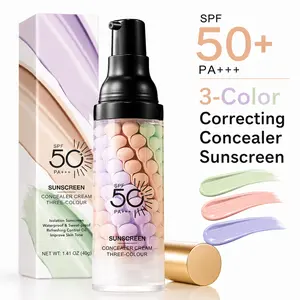 3-In-1 Matte Color Correcting Cosmetic Primer SPF 50 - Waterproof Daily Face Primer with Sunscreen Isolation, Oil Control, Moisture, Imperfection Blurring, Skin Tone Brightening for Radiant Makeup