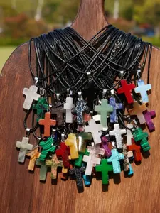 15 Piece Set Crystal Glitter Cross Pendant Necklace with Chain, Shiny Durable Jewelry Making Kit, DIY Accessories for All Seasons