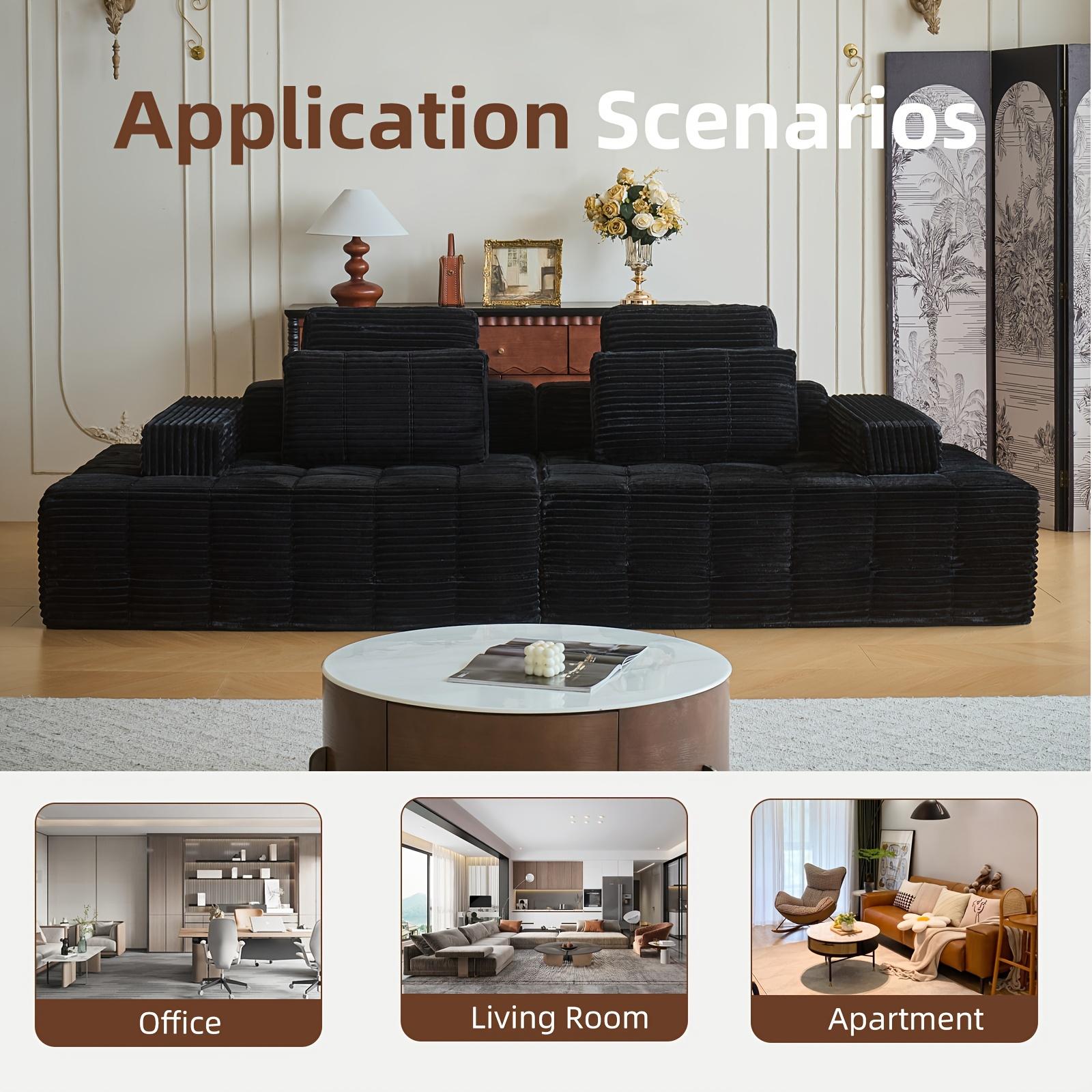 Boneless Couches for Living Room Modern Modular Sectional Sofa with Oversized Chaise Deep Seat High-Density Memory Foam No Assembly Required 2 Packages Shipping