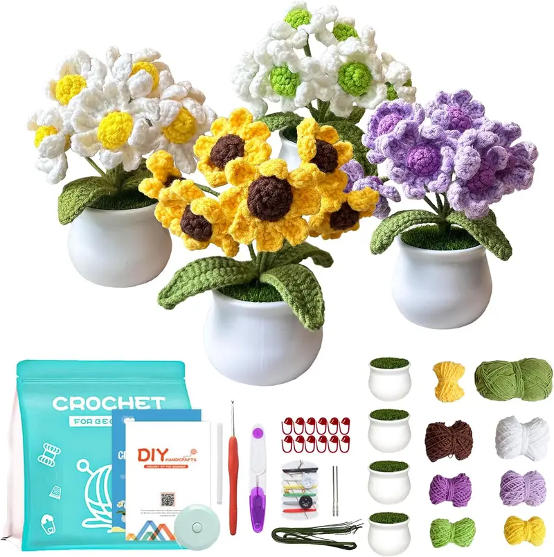 Madwave Crochet Kit for Beginners, for Beginners Adults & Kids with DIY Set, Step-by-Step Video Tutorials, Yarn, Hook, and All Accessories Included
