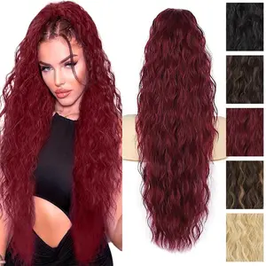 26-inch claw-style ponytail hairpiece, natural loose wavy synthetic hair extension, long curly ponytail hair extension, versatile synthetic hair accessory for daily wear and parties, heat-resistant women's wig ponytail hair accessory, synthetic hairpiece