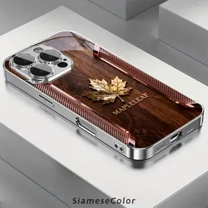 Golden Maple Leaf 2D Pattern glass phone case for iPhone Air 17 16 Pro Max 15 14 PLUS 13 12 11 Samsung Galaxy S25 s24 s23 s22 Ultra FE ,Full Body Protections Shockproof Cover Creativity Fashion 11-16 furry luxury design Smartphone Cellphone 2025 creative