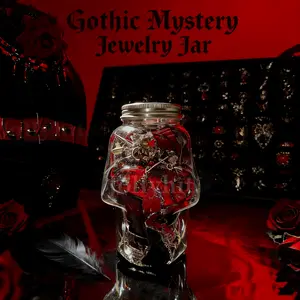 Jollyhit Gothic Red & Black Mystery Jewelry Jar – 30PCS Christmas Limited Costume Jewelry Set, Dark Vampire-Inspired Gift for women girlfriend party unique birthday Surprise Organizer popular new release