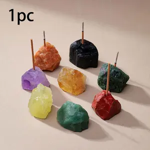 Natural Healing Gemstones, 1 Count Raw Stone Divination Incense Tray, Reiki Crystal Aromatherapy Ornament, Feng Shui Ornaments, Home Decor