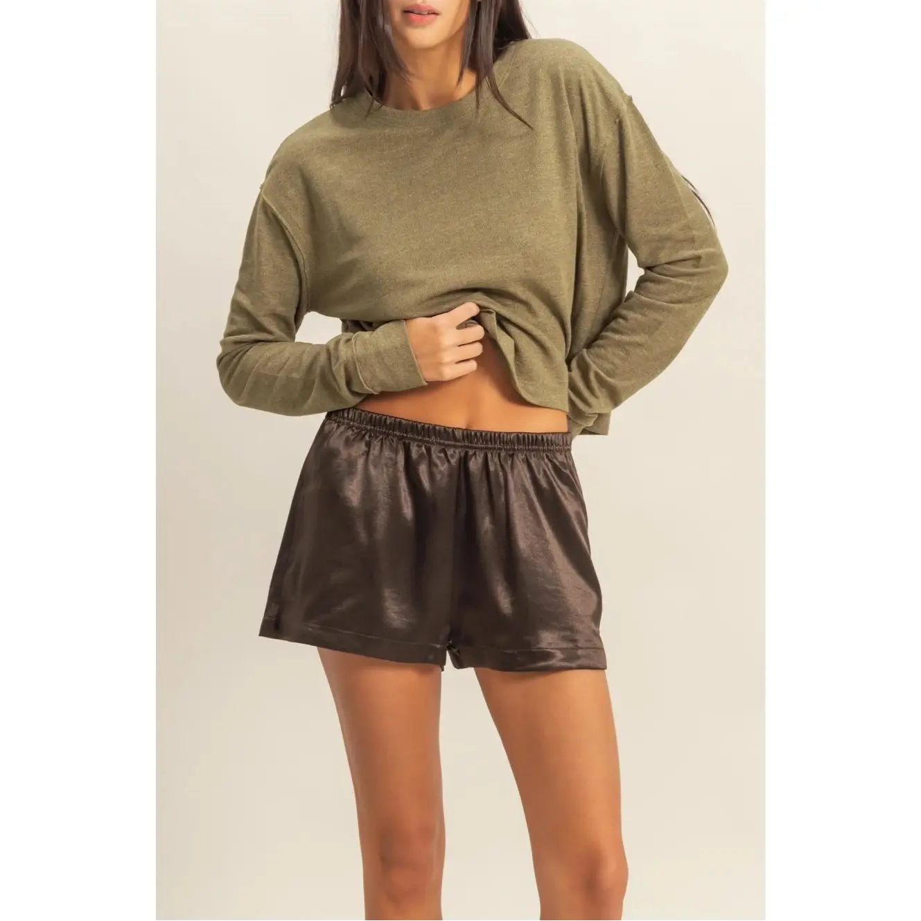 Satin Sweetie Shorts (DARK CHOCLATE)