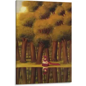 Fernando-Botero Walk by The River Wall Art Poster Scroll Canvas Painting For Living Room Bedroom Bathroom Painting Frame-style 16x24inch(40x60cm) - Farmhouse Canvas Poster - Farmhouse Canvas Poster Artistic Decor Decoration Photo Ornaments Print