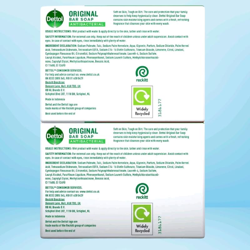 Dettol Anti Bacterial Original Soap 100g Twin Pack Dermatologically Tested, Suitable for Everyday Use