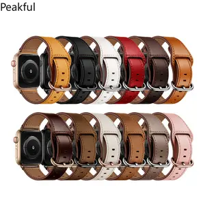 Apple Watch Leather Band | Trending Top-Grain Genuine Leather Strap | Classic Business Replacement Wristband for iWatch S11/S10/Ultra/SE | Premium Soft Breathable Band for Men Women Office Daily