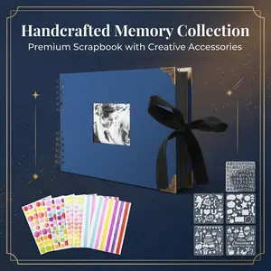 Handcrafted Scrapbook Album with Accessories, Spiral-Bound Memory Book with Stickers & Stencils, Photo Album for Wedding, Travel & DIY Crafts