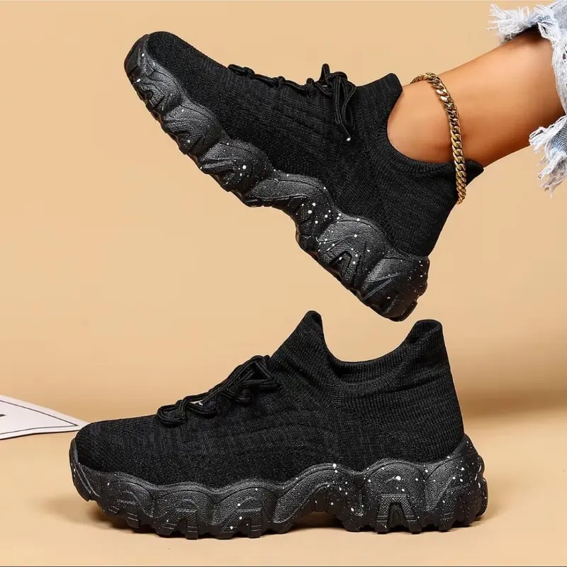 Women's Casual Breathable Sock Sneakers - Lightweight Footwear with Splash Ink Soles, Comfortable Athletic Shoes for Running, Workouts, Walking Shoes, Sports Shoes