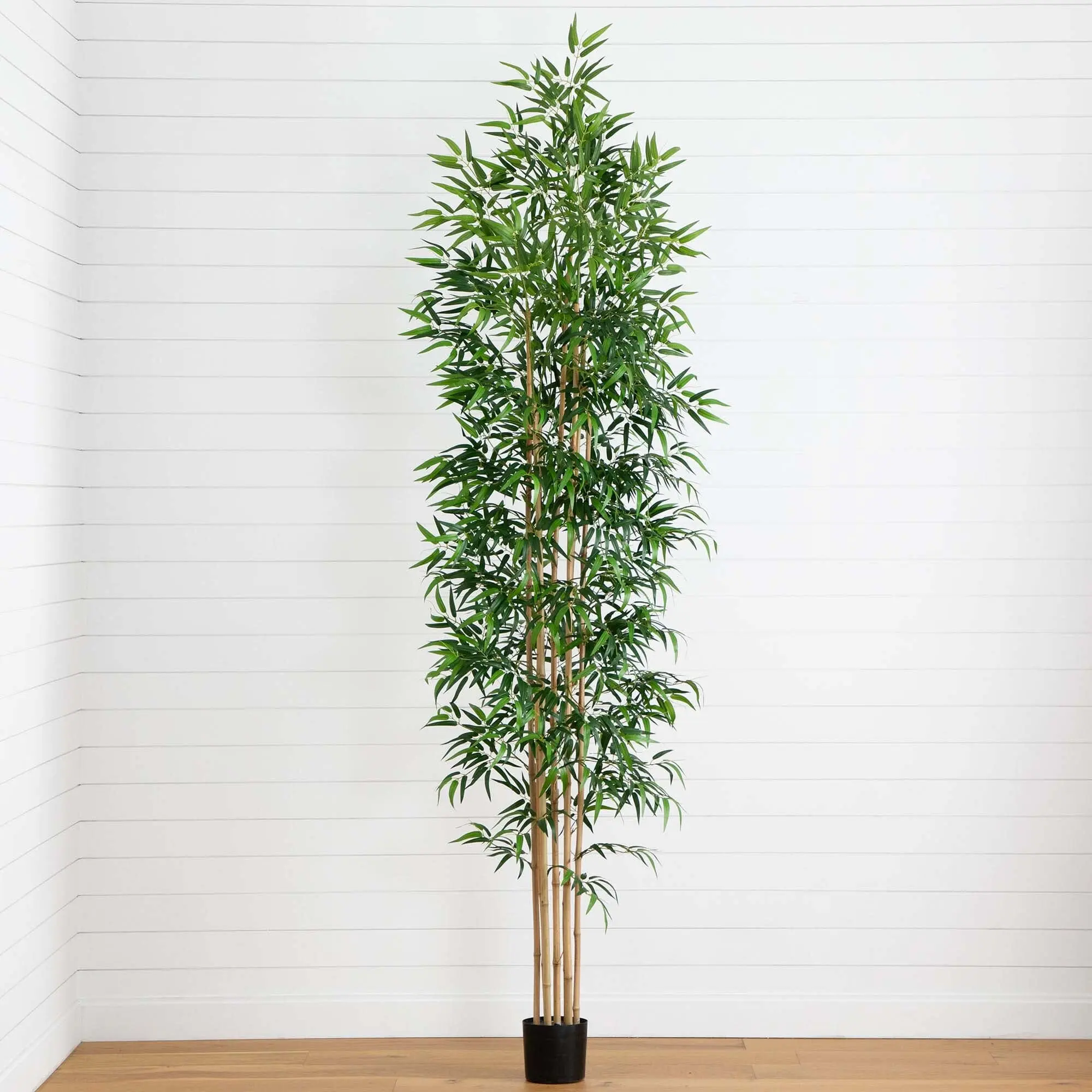 10ft Sturdy Synthetic Floor Plant with Real Trunks, Bendable Faux Greenery Botanical, Living Room Decor, Bamboo Tube Artificial Tree Home Accessory