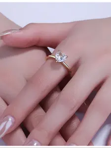 1ct Light Luxury Simple Heart Diamond Engagement Ring, High Carbon Drill Charm, All-Seasons Casual Design, Perfect Gift for Couples
