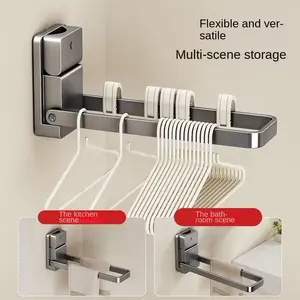 Foldable Suction Cup Towel Rack, No-Drill Aluminum Bathroom Organizer, Space-Saving Countertop Storage, Strong Adhesive Mount, Modern Design