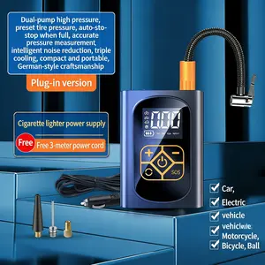 1pc Portable Air Compressor & Inflator, Tire Inflator, Car Inflation Pump, up to 150 PSI with digital pressure gauge and LED light — for cars, bicycles, motorcycles, basketballs, volleyballs; USB rechargeable tire inflation