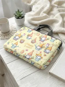 Easter Theme Cartoon Print Notebook Bag, Soft Laptop Sleeve, Fits Notebooks and Tablets, Zipper Storage Pouch, Casual Style
