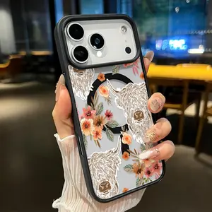 Magnetic  Case for iPhone 17 Pro Max 16 Plus 15 14 13 12 11 XR Air E Bison Floral Symphony Acrylic Transparent All Coverage support wireless charging Cell Phone Cover Gift for Boy