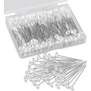 100 chest flower pins, sewing chest flower pins, 1.97-inch flower diamond crystal pins, straight head pins suitable for weddings, jewelry DIY decoration, patchwork, and handicrafts, Sewing Supplies Crafts, Needle Crafts Kit