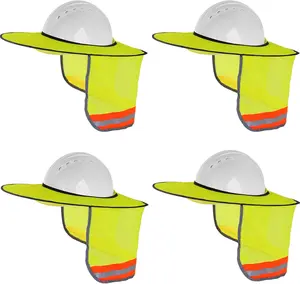 Hard Hat Sun Shield Neck Cover – Upgrade Full Brim Sunshade with Reflective Strip, Breathable UV Protection for Construction & Outdoor Workers