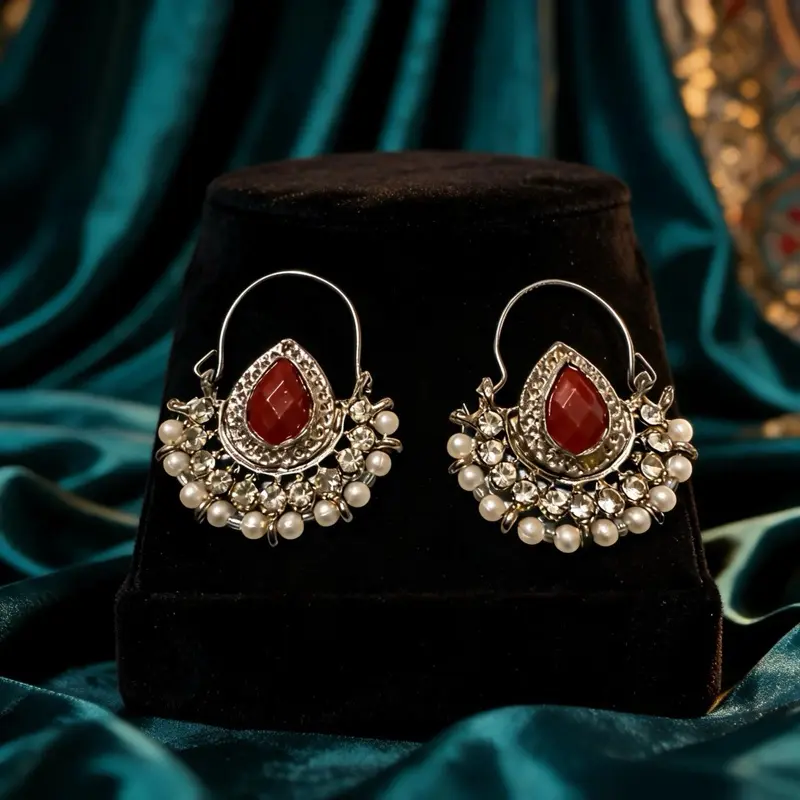 Pakistani Rajasthani-Style Bracelet + Earrings Elegant Matching Jewelry Set, Date Gift for Her, Jewelry for Girlfriend