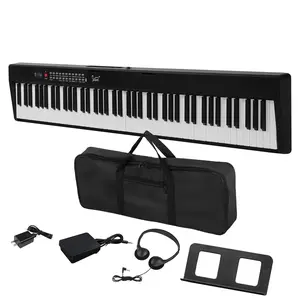 GPP-106 88 Key Folding Piano Semi-Weighted Standard Keyboards Digital Piano with MIDI Bluetooth, Handbag，Headphone，for Piano Lover Black color